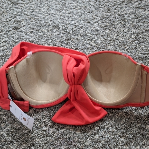 NWT Shade & Shore salmon one shoulder bikini top 34D - Picture 5 of 9